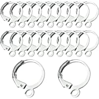 TOAOB 100 Piezas 15.5 x 12.5 mm Ganchos para Pendientes de Francés Cierres de Palanca de Cobre en Tono Plateado para…